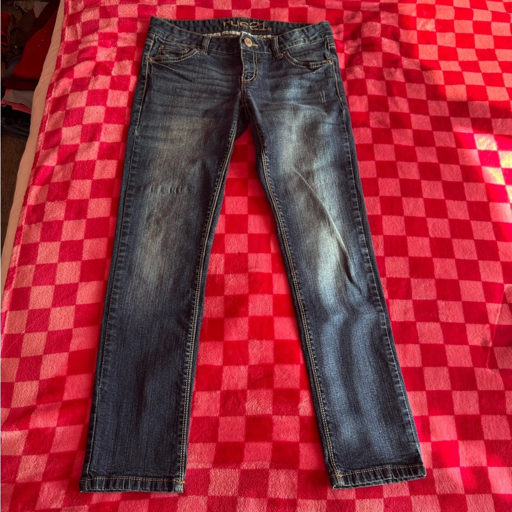 Low Rise Dark Blue Wash Skinny Jeans